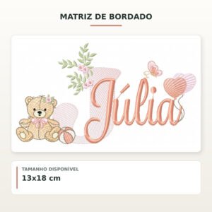 Matriz de Bordado Ursinha com Balões Júlia
