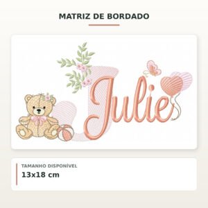 Matriz de Bordado Ursinha com Balões Julie