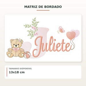 Matriz de Bordado Ursinha com Balões Juliete