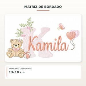Matriz de Bordado Ursinha com Balões Kamila