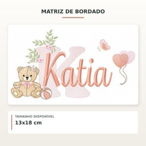 Matriz de Bordado Ursinha com Balões Katia