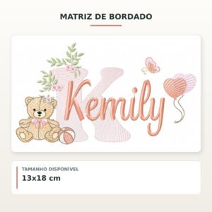 Matriz de Bordado Ursinha com Balões Kemily