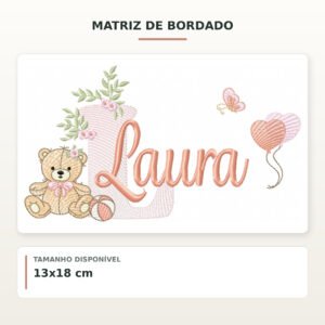 Matriz de Bordado Ursinha com Balões Laura