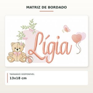 Matriz de Bordado Ursinha com Balões Lígia