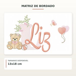 Matriz de Bordado Ursinha com Balões Liz