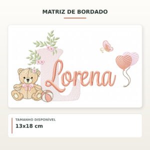 Matriz de Bordado Ursinha com Balões Lorena