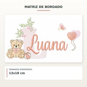 Matriz de Bordado Ursinha com Balões Luana