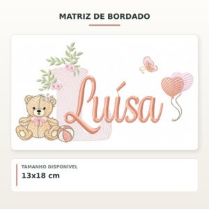 Matriz de Bordado Ursinha com Balões Luaísa