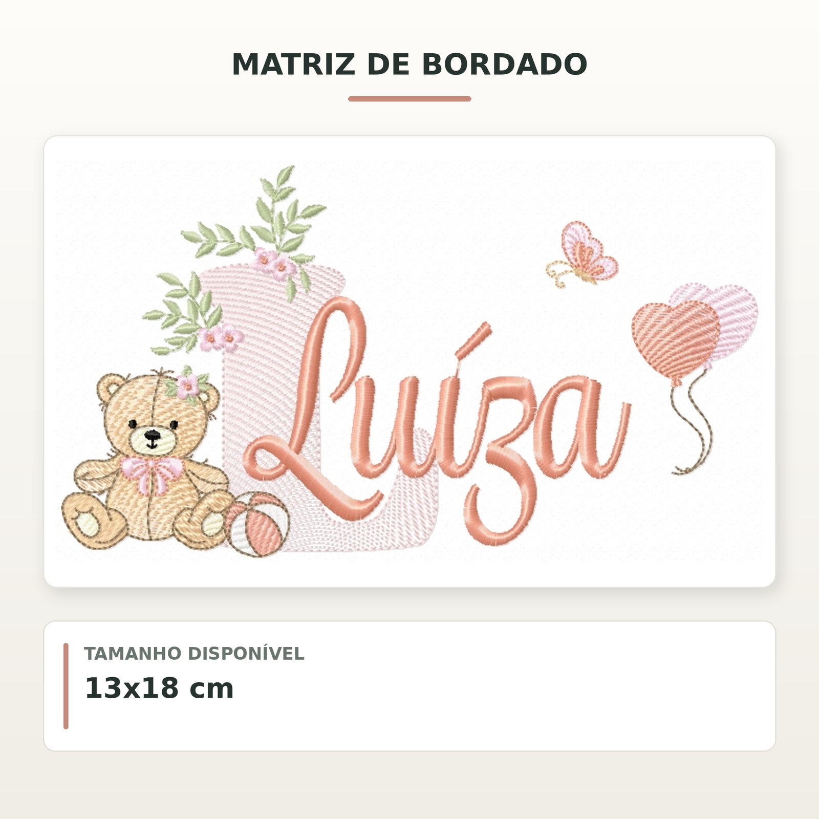 Matriz de Bordado Ursinha com Balões Luaíza