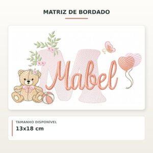 Matriz de Bordado Ursinha com Balões Mabel