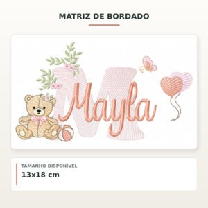 Matriz de Bordado Ursinha com Balões Mayla