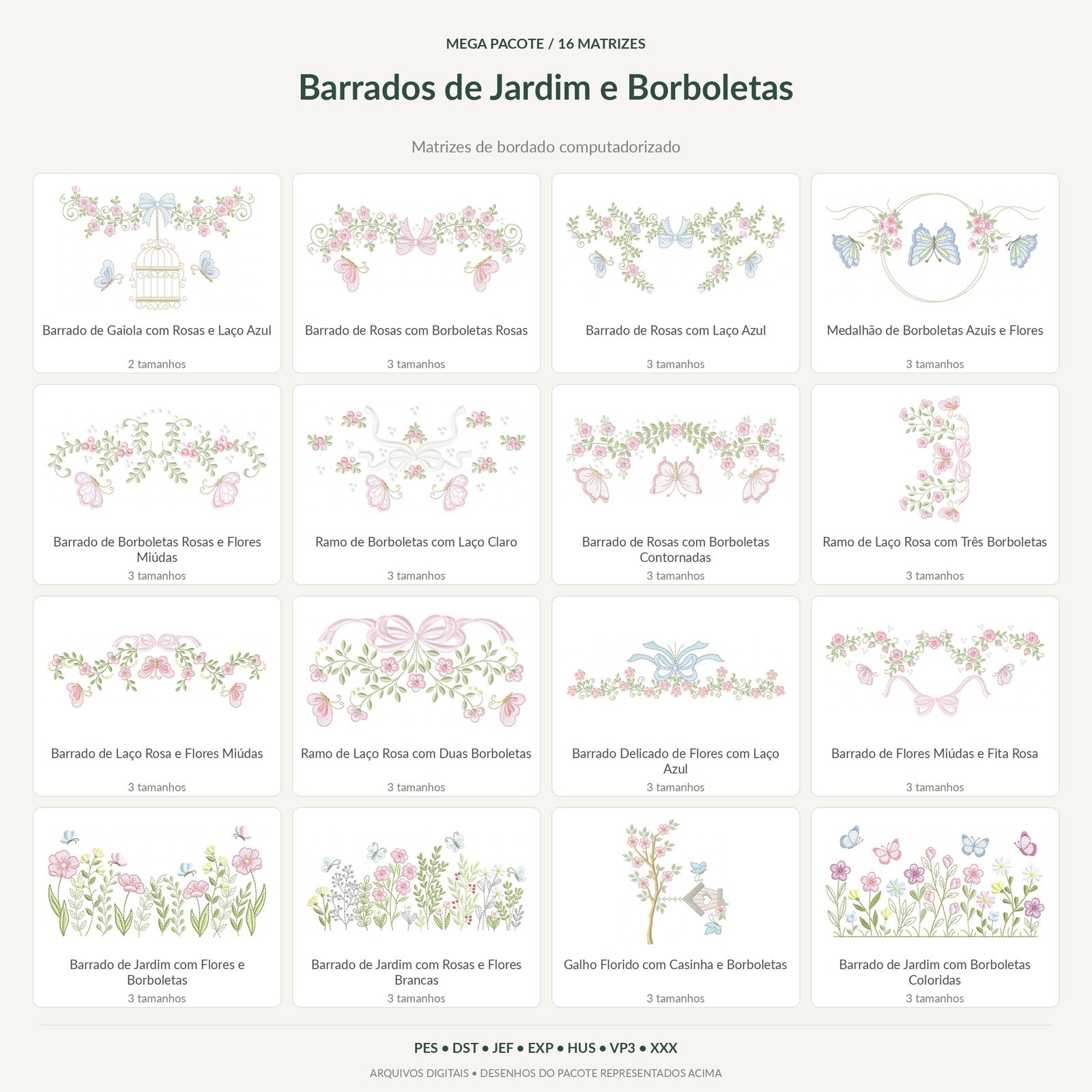Mega Pacote de Barrados de Jardim e Borboletas