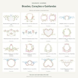 Mega Pacote de Brasões, Corações e Guirlandas