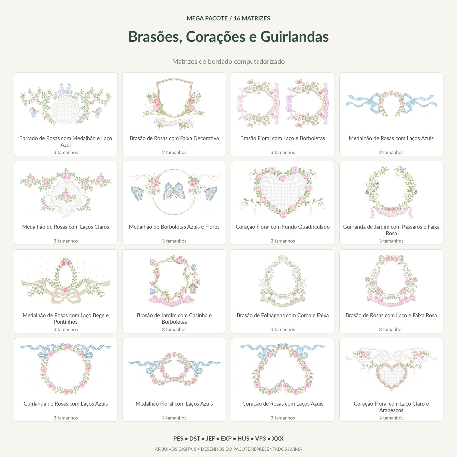 Mega Pacote de Brasões, Corações e Guirlandas