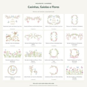 Mega Pacote de Casinhas, Gaiolas e Flores