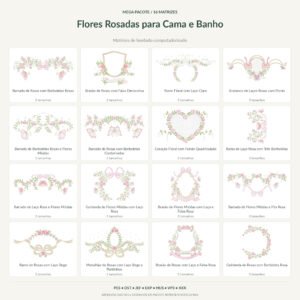 Mega Pacote de Flores Rosadas para Cama e Banho