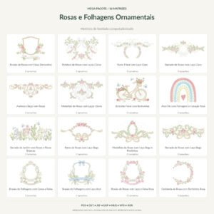Mega Pacote de Rosas e Folhagens Ornamentais