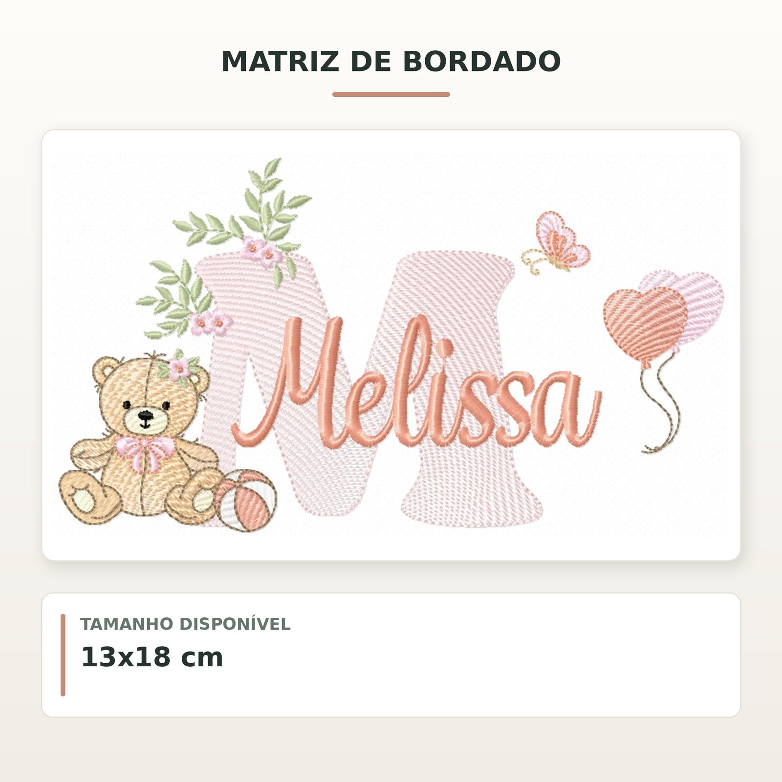 Matriz de Bordado Ursinha com Balões Melissa