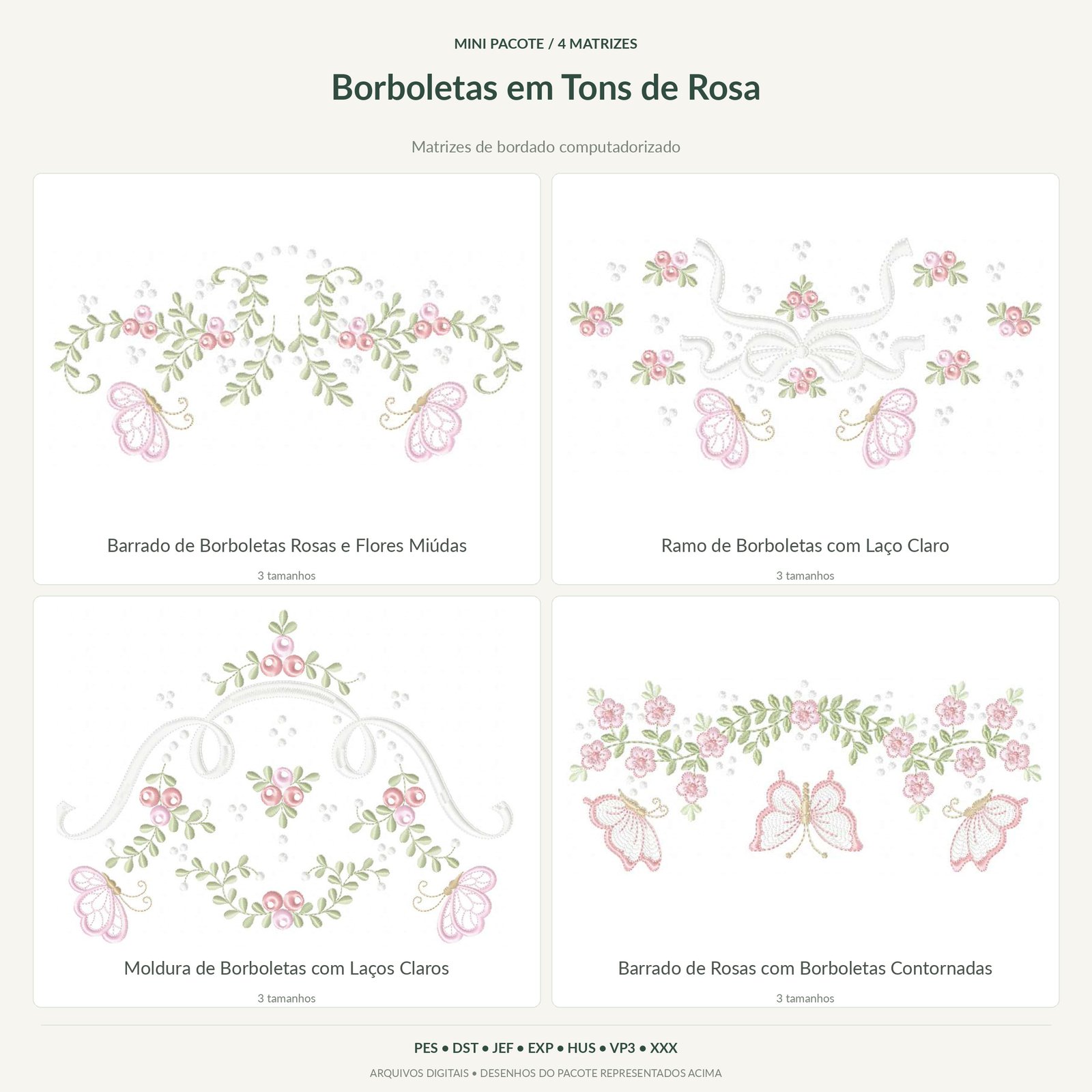 Mini Pacote de Borboletas em Tons de Rosa