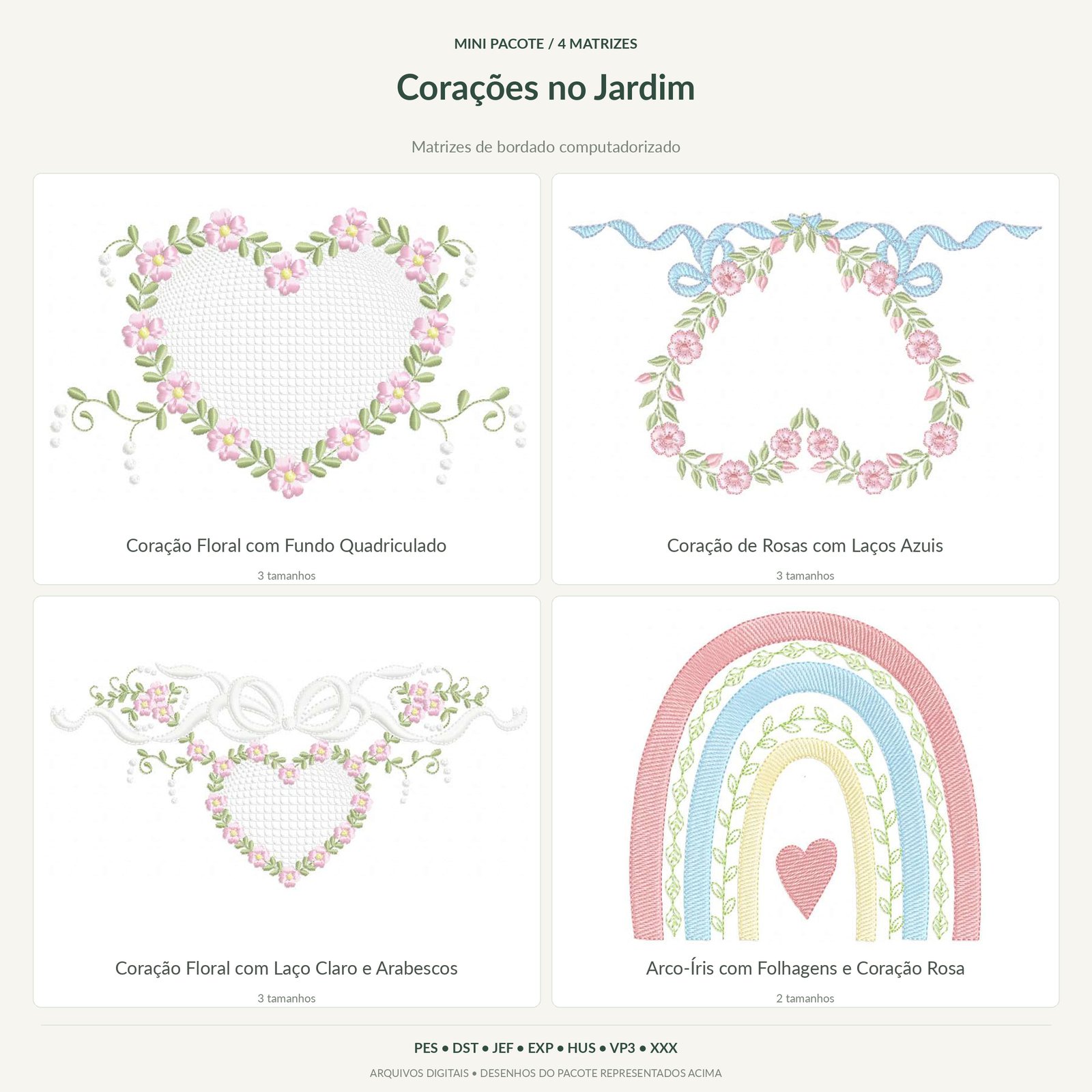 Mini Pacote de Corações no Jardim
