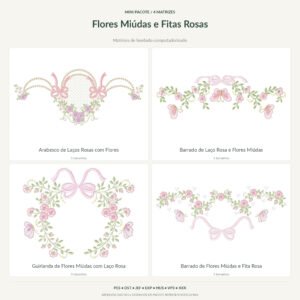 Mini Pacote de Flores Miúdas e Fitas Rosas