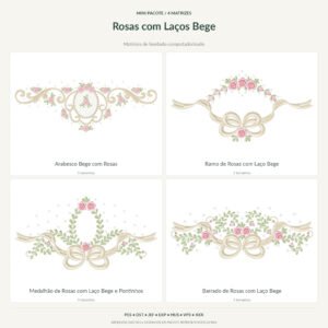Mini Pacote de Rosas com Laços Bege