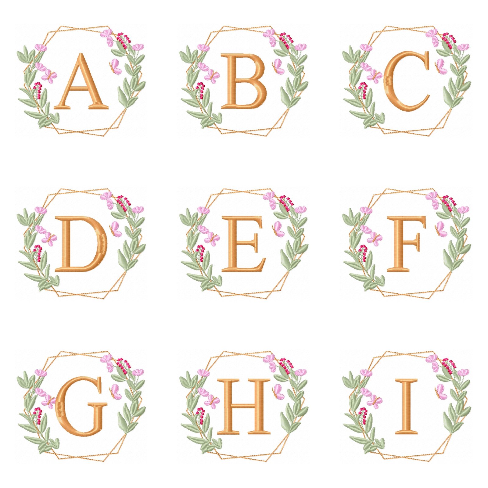 Alfabeto Arabesco Floral com Borboletas