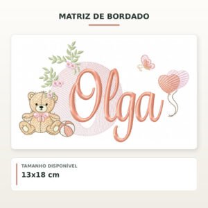 Matriz de Bordado Ursinha com Balões Olga