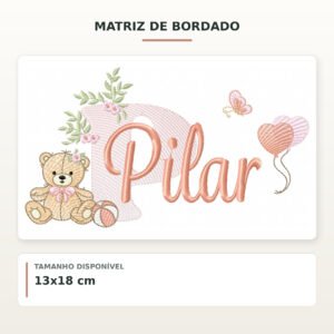 Matriz de Bordado Ursinha com Balões Pilar
