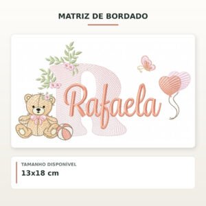 Matriz de Bordado Ursinha com Balões Rafaela
