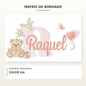 Matriz de Bordado Ursinha com Balões Raquel