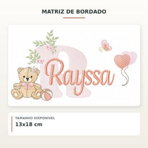 Matriz de Bordado Ursinha com Balões Rayssa