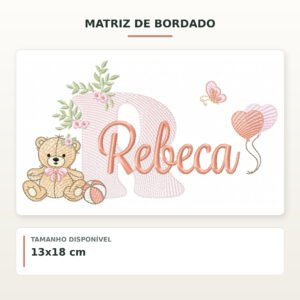 Matriz de Bordado Ursinha com Balões Rebeca