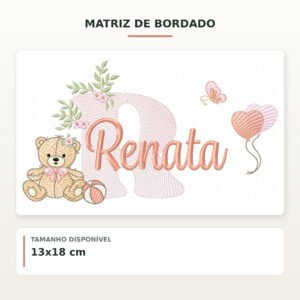 Matriz de Bordado Ursinha com Balões Renata