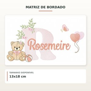 Matriz de Bordado Ursinha com Balões Rosemeire