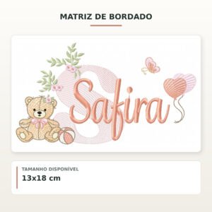 Matriz de Bordado Ursinha com Balões Safira