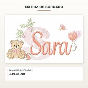 Matriz de Bordado Ursinha com Balões Sara