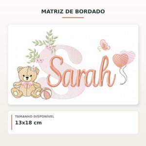 Matriz de Bordado Ursinha com Balões Sarah