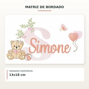 Matriz de Bordado Ursinha com Balões Simone