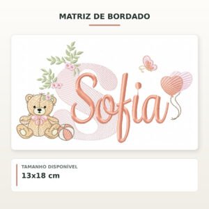 Matriz de Bordado Ursinha com Balões Sofia
