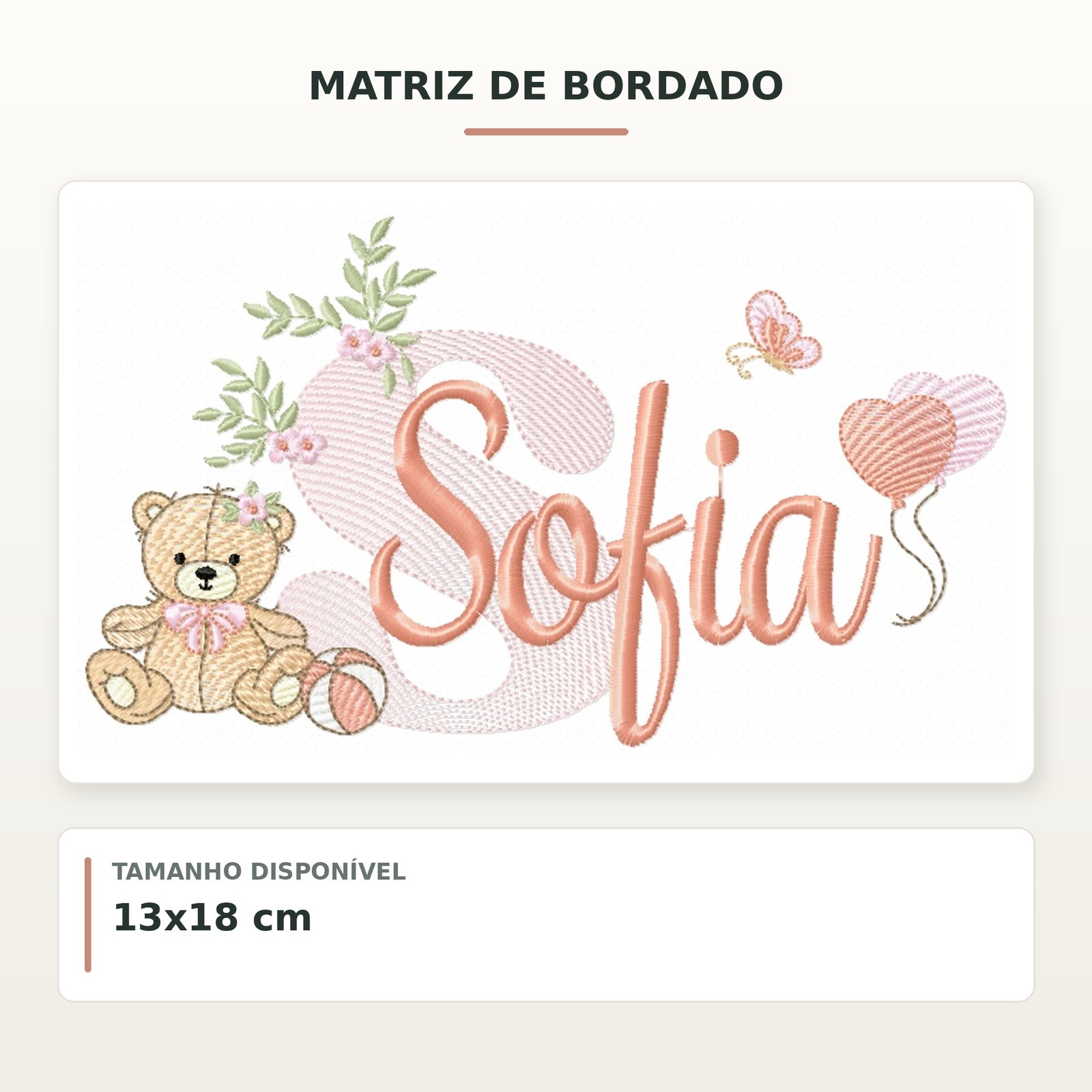 Matriz de Bordado Ursinha com Balões Sofia