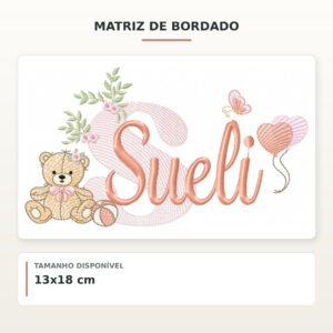 Matriz de Bordado Ursinha com Balões Sueli