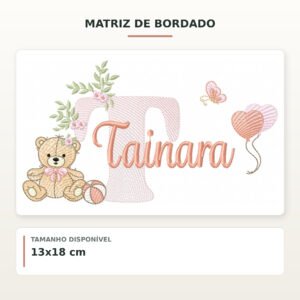 Matriz de Bordado Ursinha com Balões Tainara
