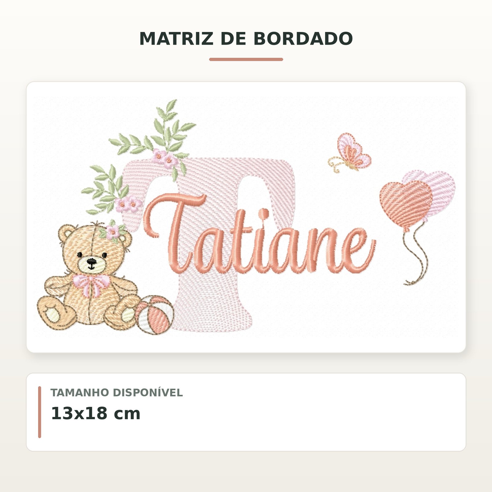 Matriz de Bordado Ursinha com Balões Tatiane