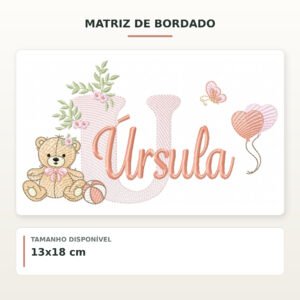 Matriz de Bordado Ursinha com Balões Úrsula