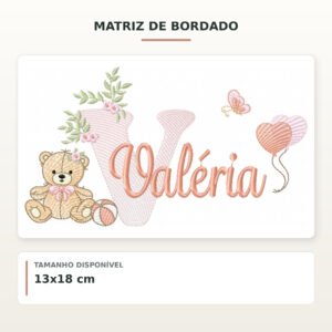 Matriz de Bordado Ursinha com Balões Valéria