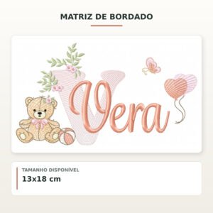 Matriz de Bordado Ursinha com Balões Vera