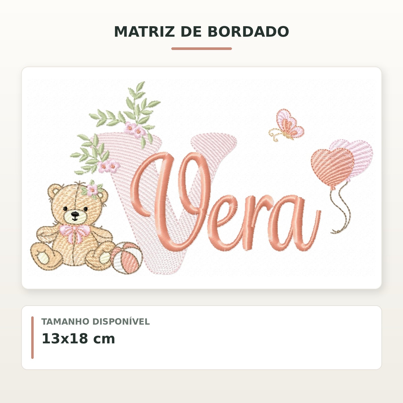 Matriz de Bordado Ursinha com Balões Vera