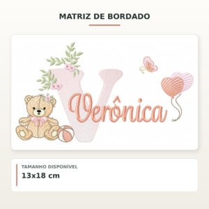 Matriz de Bordado Ursinha com Balões Veronica
