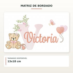 Matriz de Bordado Ursinha com Balões victoria
